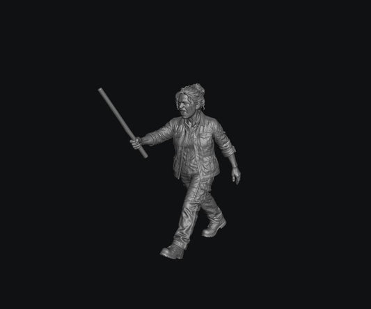 SW8326 Female Farmer Shouting and Waving Polypipe to Get Cows Moving 1:35/1:32 Scale 'Hand Painted'
