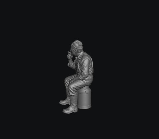 SW8333 Male Farmer Sitting on Milk Churns Smoking 1 1:35/1:32 Scale 'Hand Painted'