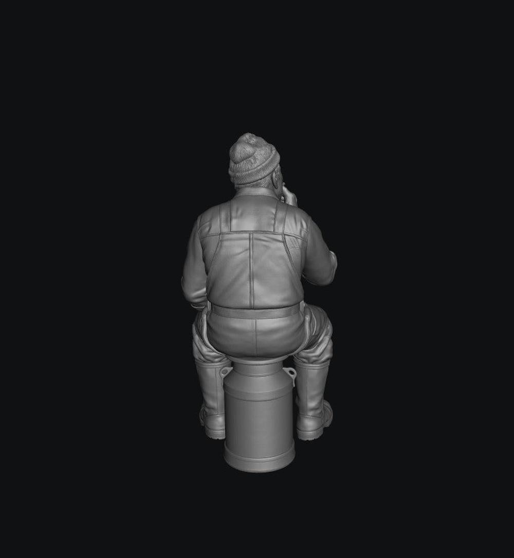 SW8333 Male Farmer Sitting on Milk Churns Smoking 1 1:35/1:32 Scale 'Hand Painted'