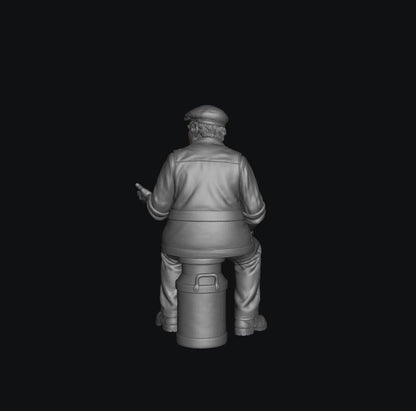 SW8333 Male Farmer Sitting on Milk Churns Chatting 3 1:35/1:32 Scale 'Hand Painted'
