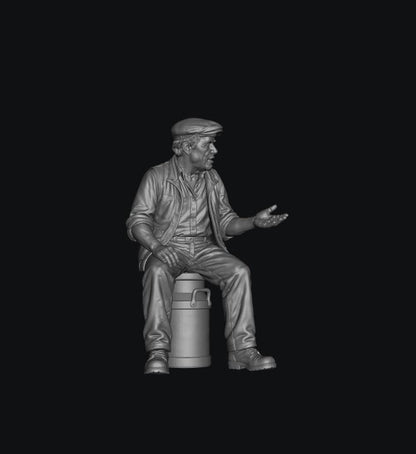 SW8333 Male Farmer Sitting on Milk Churns Chatting 3 1:35/1:32 Scale 'Hand Painted'