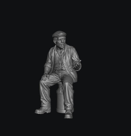 SW8333 Male Farmer Sitting on Milk Churns Chatting 3 1:35/1:32 Scale 'Hand Painted'