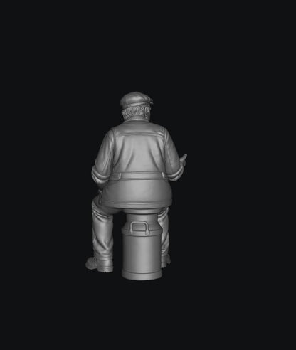 SW8333 Male Farmer Sitting on Milk Churns Chatting 4 1:35/1:32 Scale 'Hand Painted'