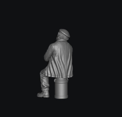 SW8333 Male Farmer Sitting on Milk Churns Sleeping 5 1:35/1:32 Scale 'Hand Painted'