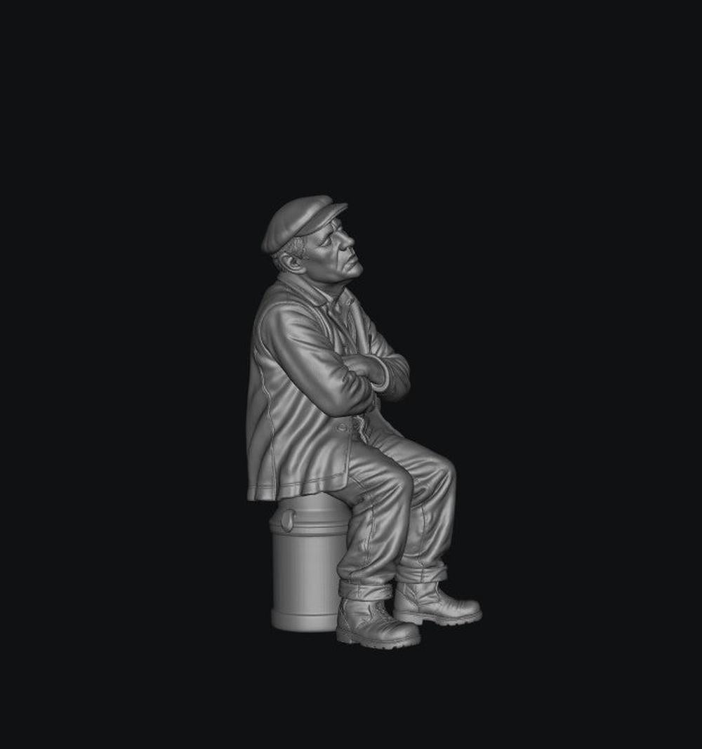 SW8333 Male Farmer Sitting on Milk Churns Sleeping 5 1:35/1:32 Scale 'Hand Painted'