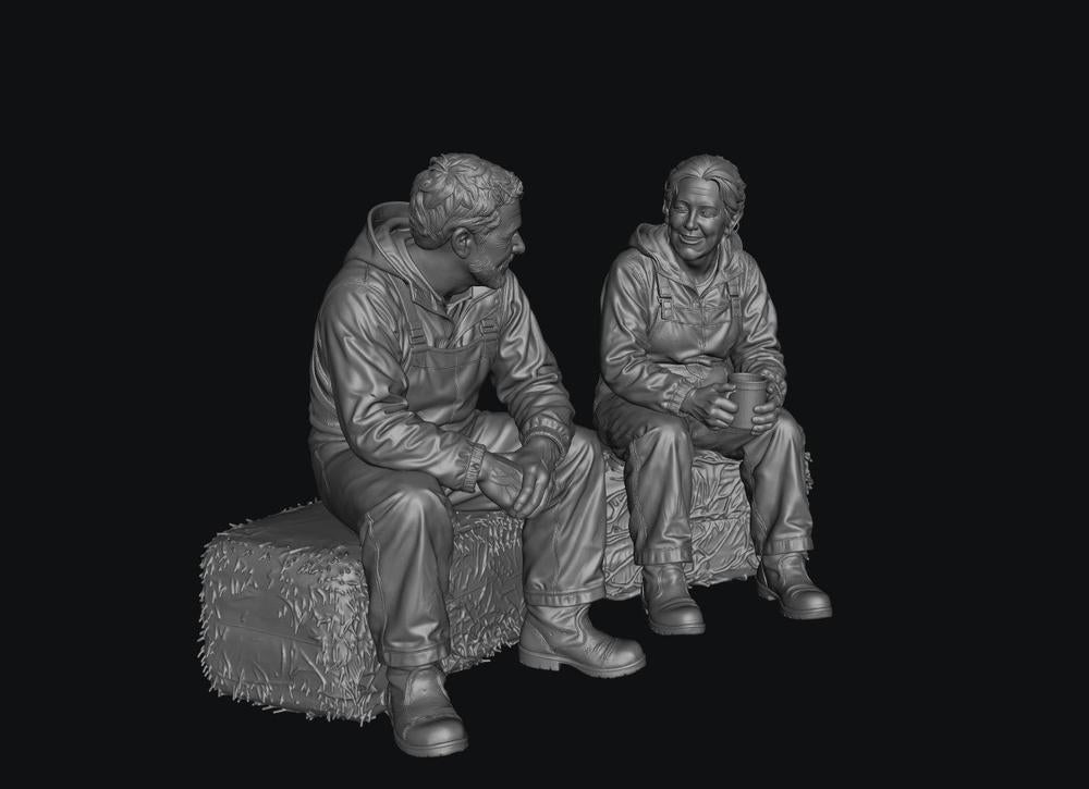 SW8335 Farm Couple taking a Break 1:35/1:32 Scale 'Hand Painted'