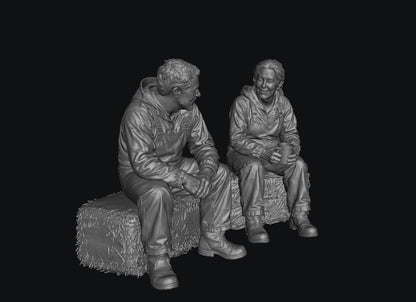 SW8335 Farm Couple taking a Break 1:35/1:32 Scale 'Hand Painted'