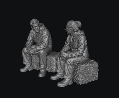 SW8335 Farm Couple taking a Break 1:35/1:32 Scale 'Hand Painted'
