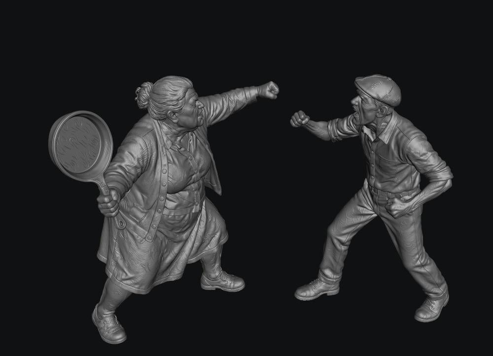 SW8337 Angry Pensioner Couple Standoff 1:35/1:32 Scale 'Hand Painted'