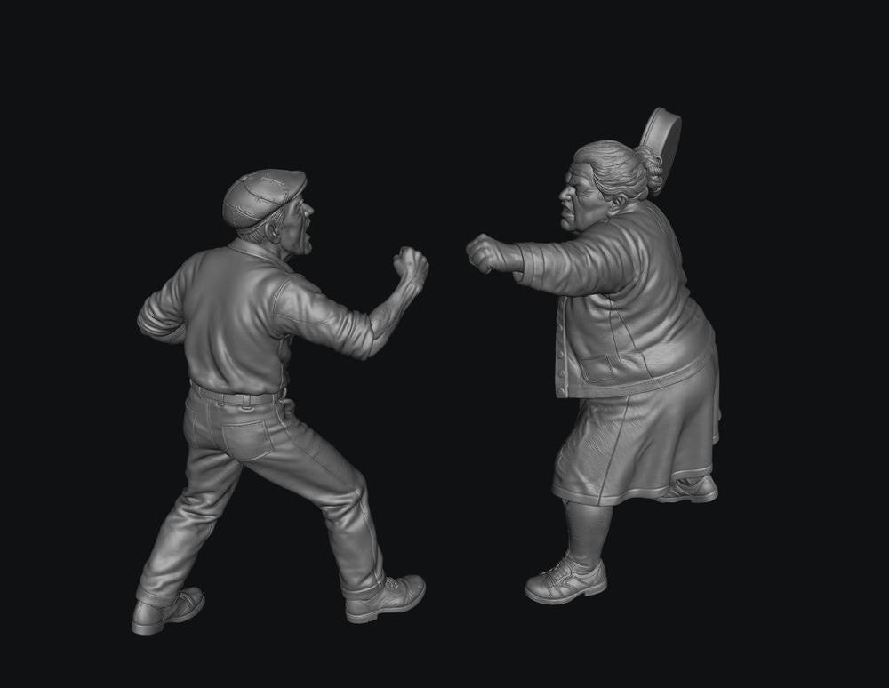 SW8337 Angry Pensioner Couple Standoff 1:35/1:32 Scale 'Hand Painted'