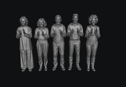 SW8343 Clapping Crowd of 5 People 1:35/1:32 Scale 'Hand Painted'