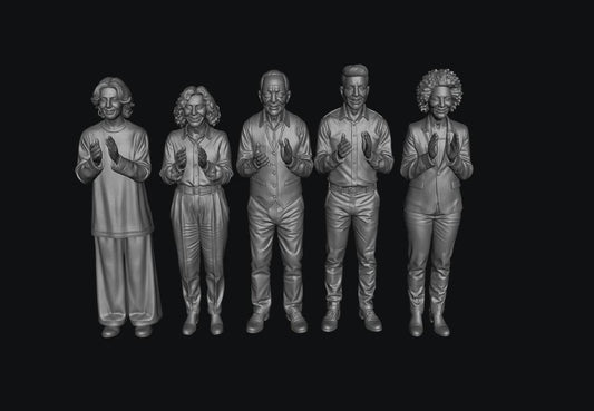 SW8343 Clapping Crowd of 5 People 1:35/1:32 Scale 'Hand Painted'
