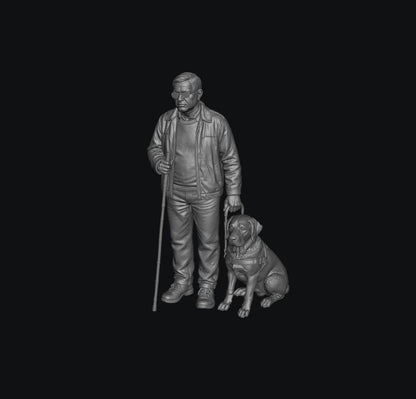 SW9347 Blind Man and Guide Dog 1:35/1:32 Scale 'Hand Painted'