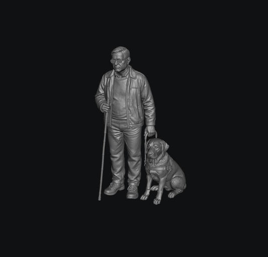 SW9347 Blind Man and Guide Dog 1:35/1:32 Scale 'Hand Painted'