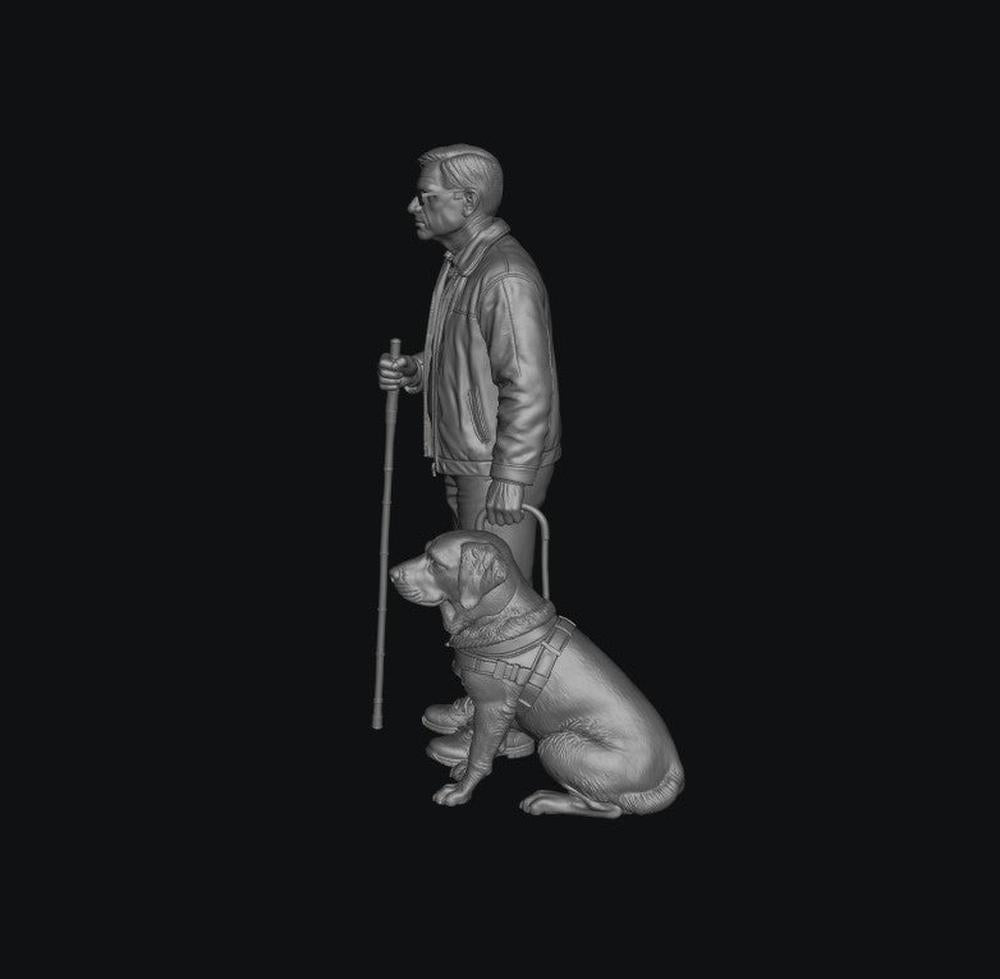SW9347 Blind Man and Guide Dog 1:35/1:32 Scale 'Hand Painted'
