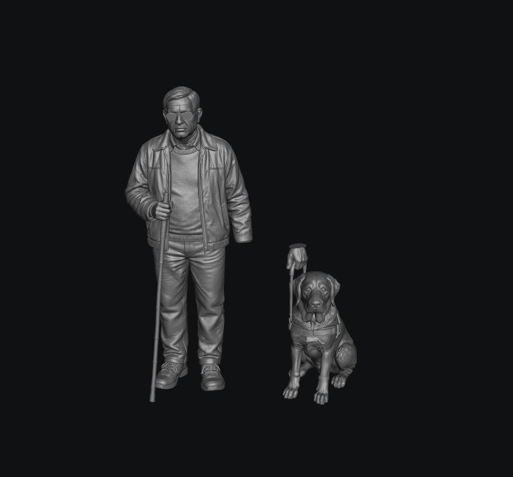 SW9347 Blind Man and Guide Dog 1:35/1:32 Scale 'Hand Painted'