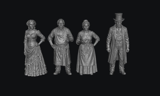 SW3335 Wild West Shop Keepers-Undertaker-Bar Girl 1:35/1:32 Scale 'Hand Painted'