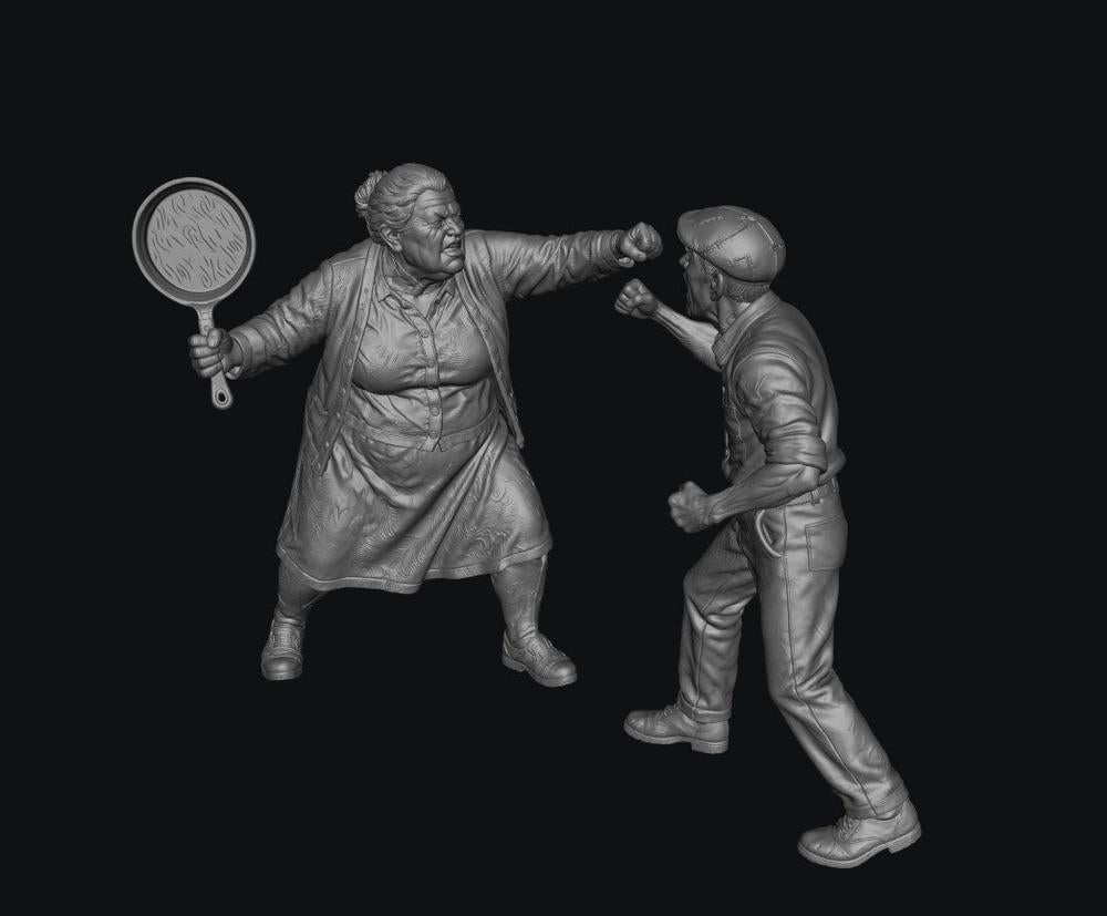 SW8337 Angry Pensioner Couple Standoff 1:35/1:32 Scale 'Hand Painted'