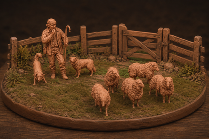 SW9337 Shepherd and Sheep 1:35/1:32 Scale 'Hand Painted'
