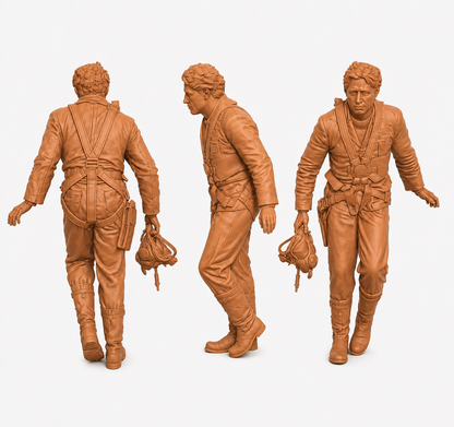 SW9555 WW2 RAF Pilot Getting off Plane 1:35/1:32 Scale 'Hand Painted'