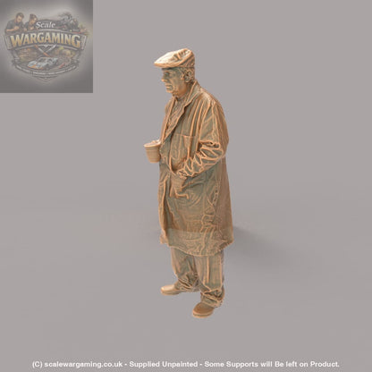 132s-0037 Male Drover/Farmer with Tea Cup Figure