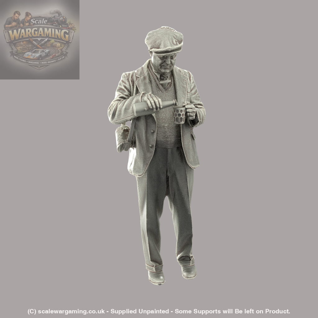 132s-0056 Smart Male Pouring Beer WW2 Era Figure