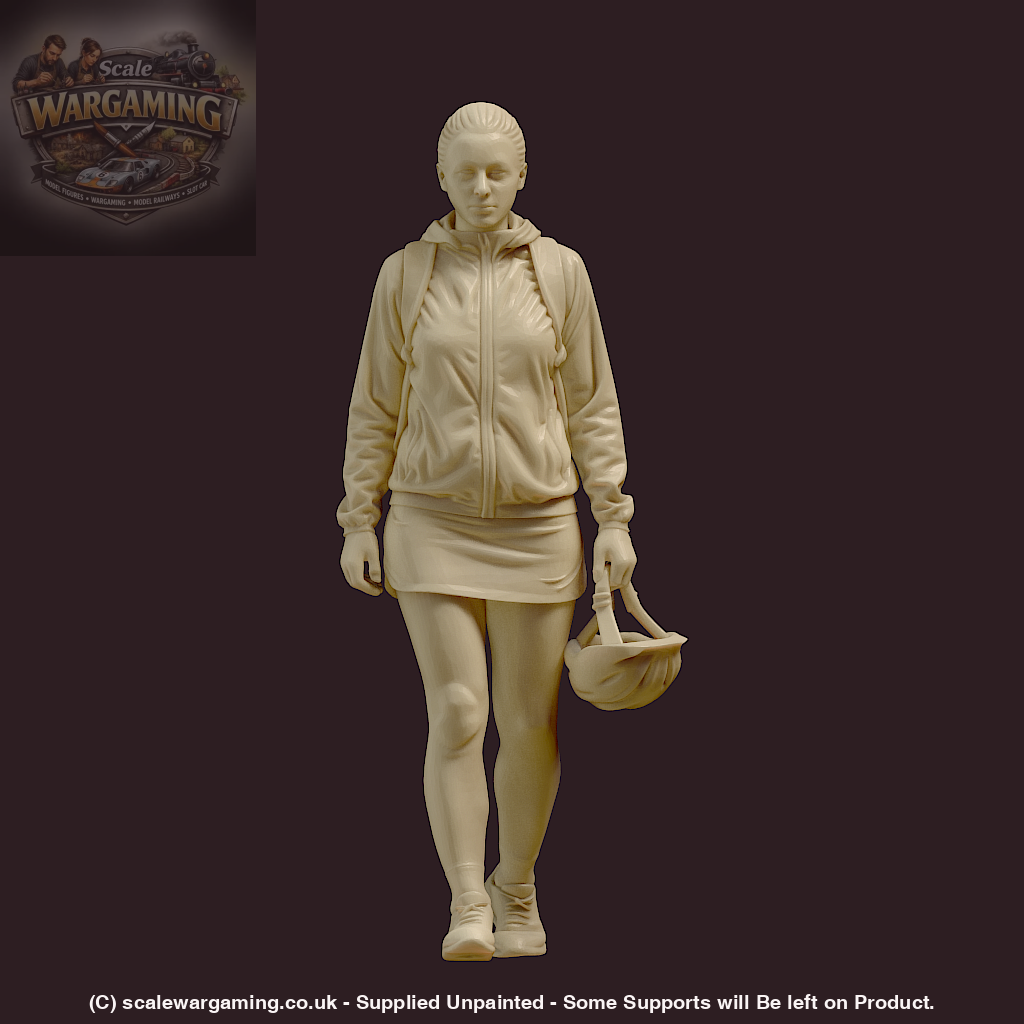 MM4173 Young Female in Skirt holding Cycle Helmet Figure