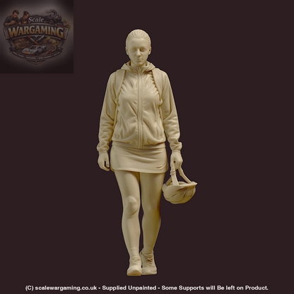 MM4173 Young Female in Skirt holding Cycle Helmet Figure