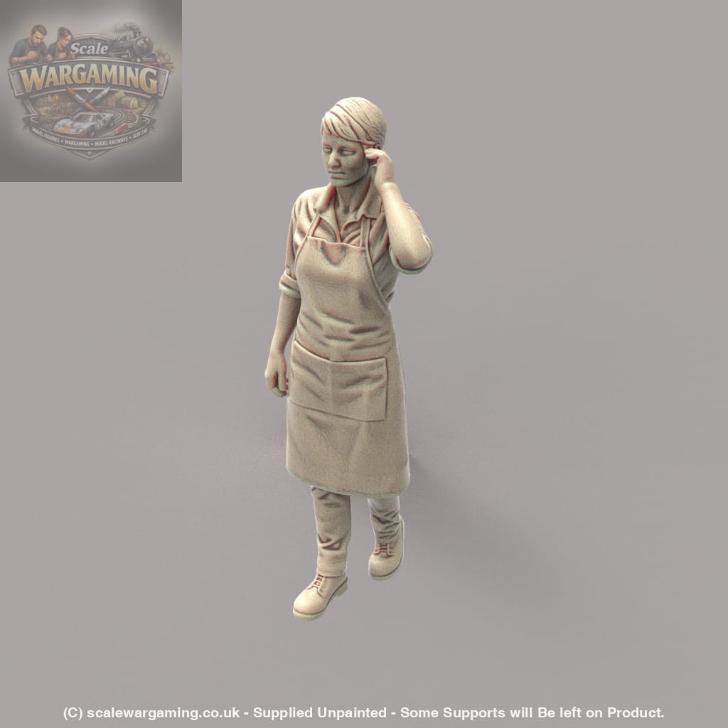 MM4174 Female in Apron Hand on Ear Figure