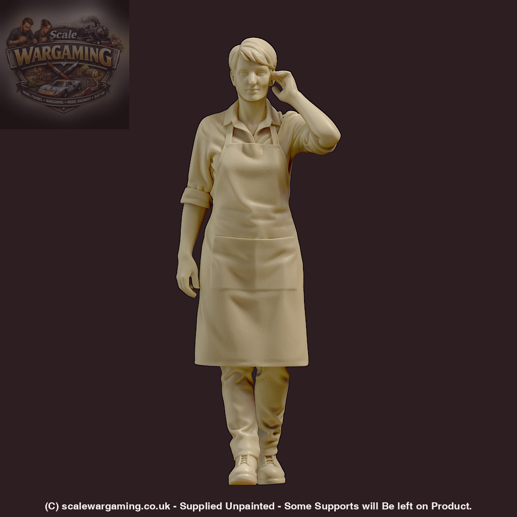 MM4174 Female in Apron Hand on Ear Figure
