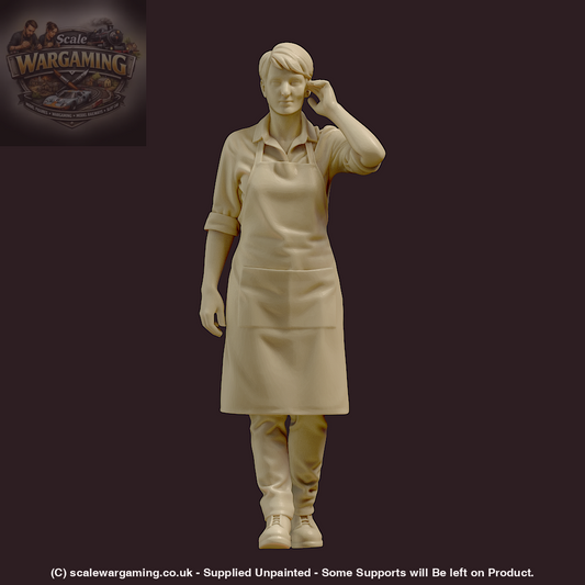 MM4174 Female in Apron Hand on Ear Figure