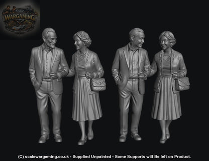 SW9257 2 Elderly Couples Walking - Figure